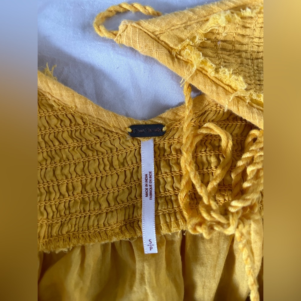 Free People Endless Summer Yellow Tassle Sun Drenched Dress Size S - Picture 9 of 12